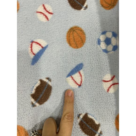 Kidgets Blue Basketball Football Baseball Soccer Cap Hat Sports Baby Blanket - Picture 5 of 7